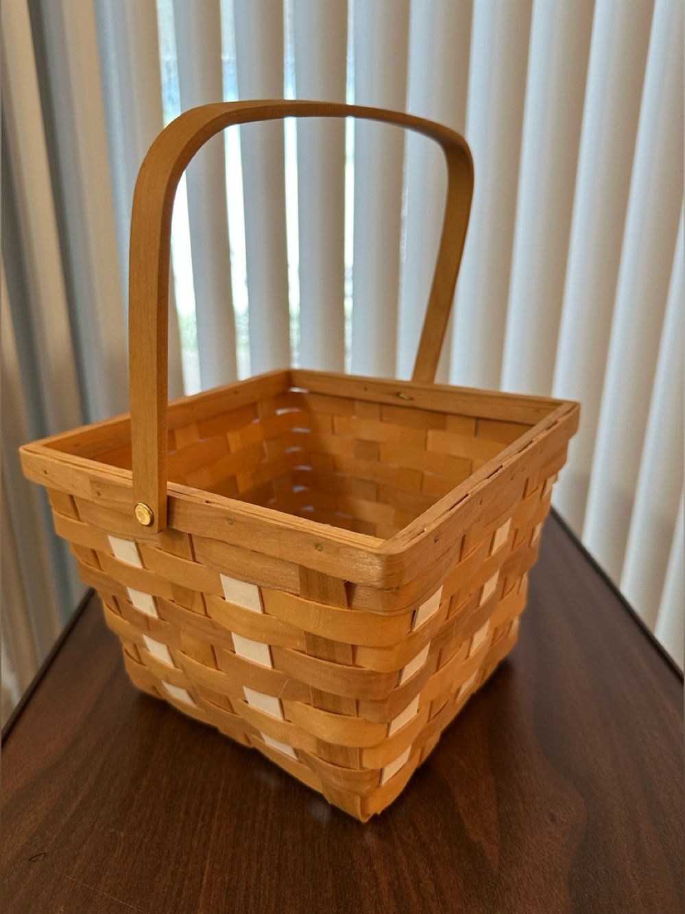 Natural Woven Basket with Wood Handle